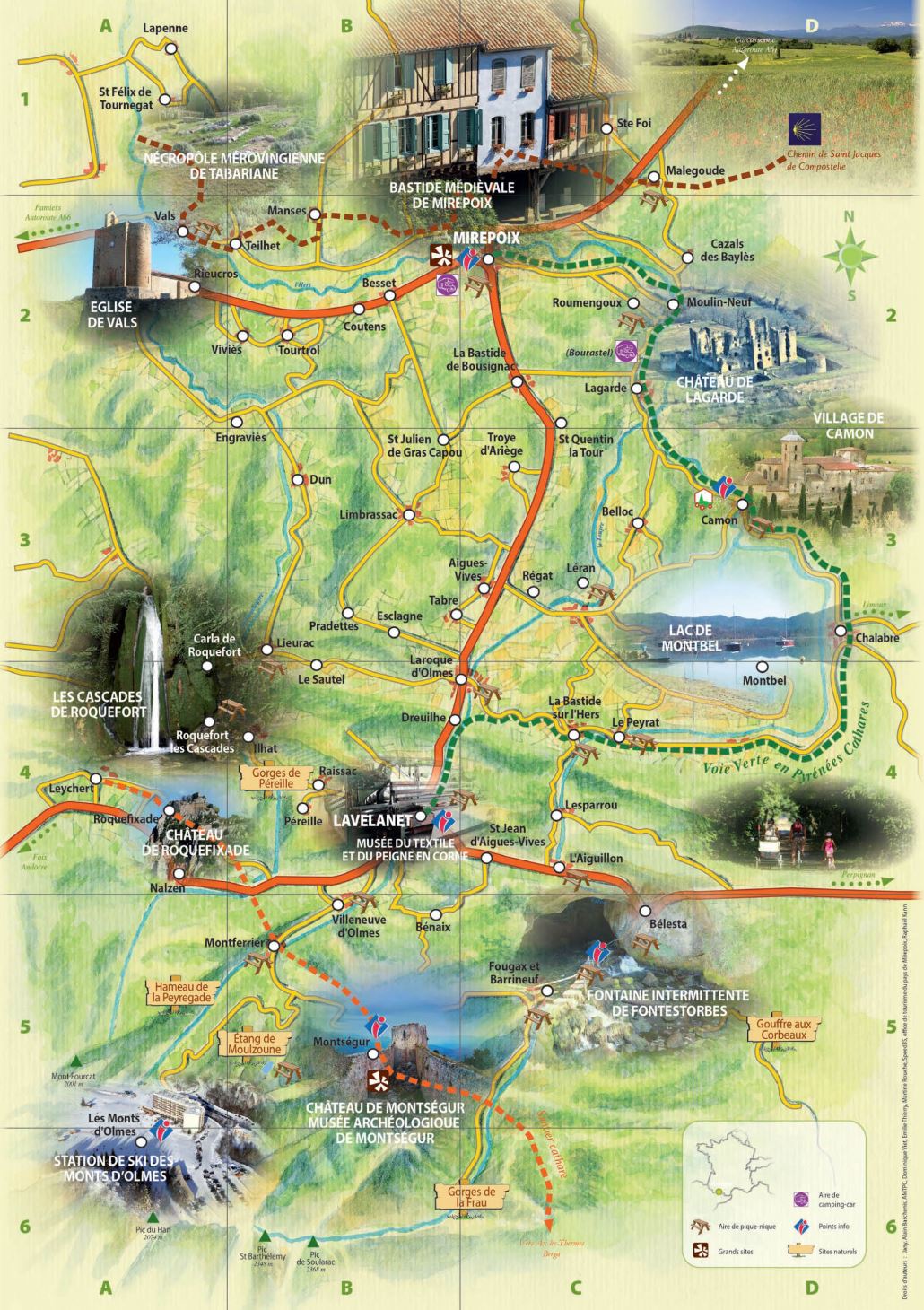 Carte touristique des Pyrenees Cathares
